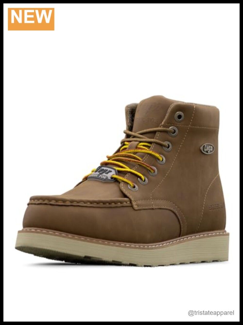 Men's Steel Toe Work Boots Slip Resistant Faux Leather Memory Foam Lace Up
